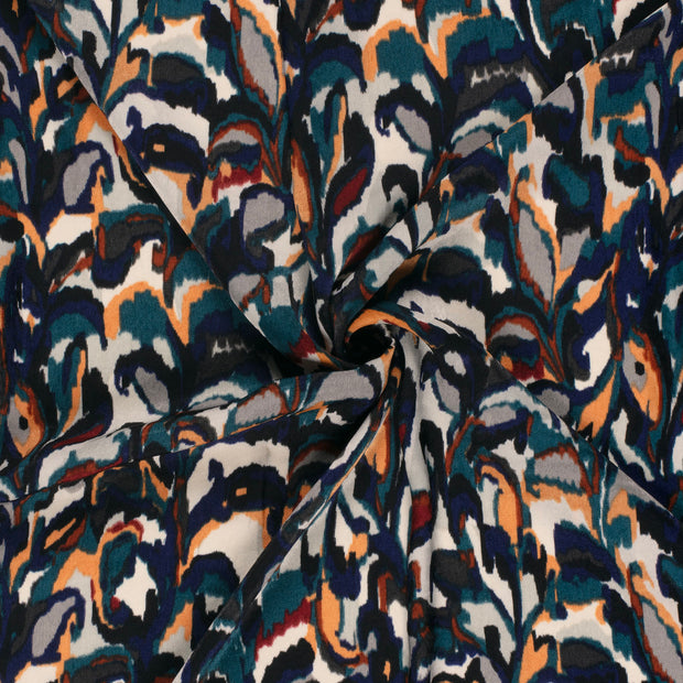 Satin Velvet tela Verde oscuro estampado 