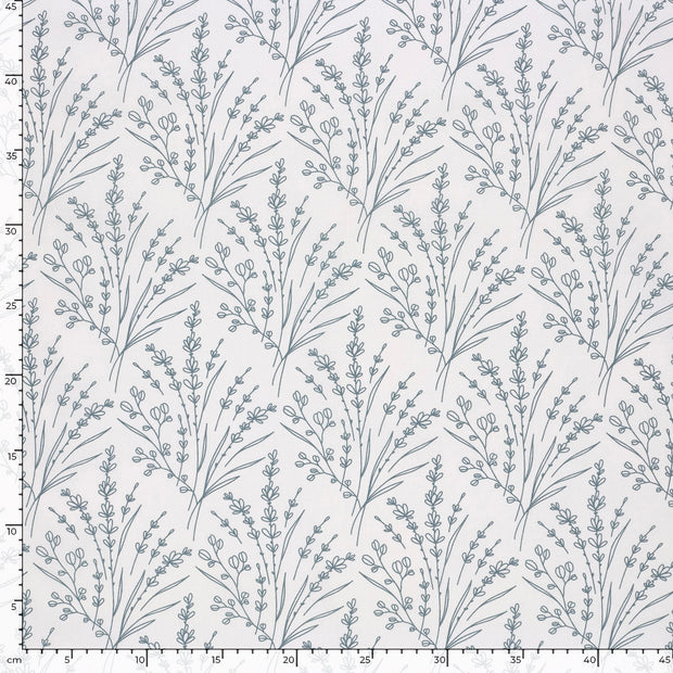 Cotton Poplin fabric Flowers Off White