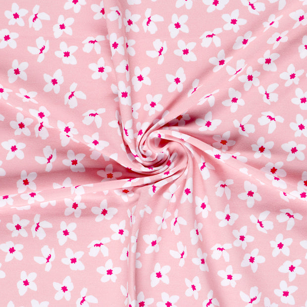 French Terry fabric Flowers Pink