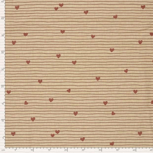 Linen Look fabric Hearts Beige