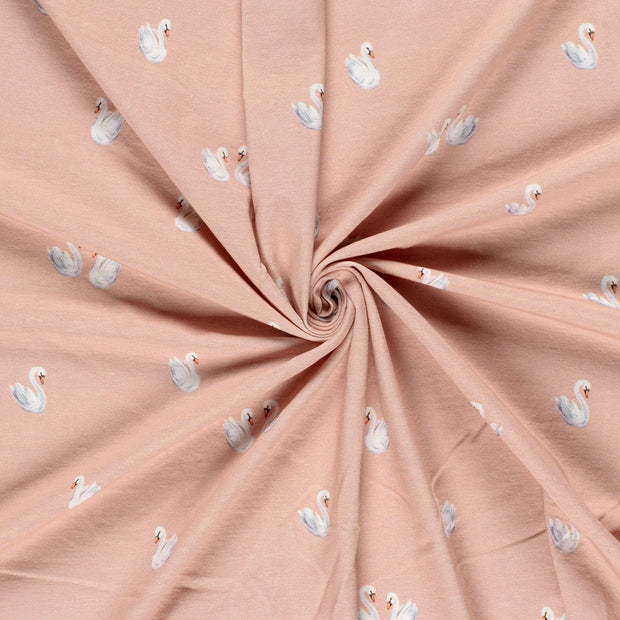 Cotton Jersey GOTS organic fabric Light Pink digital printed 
