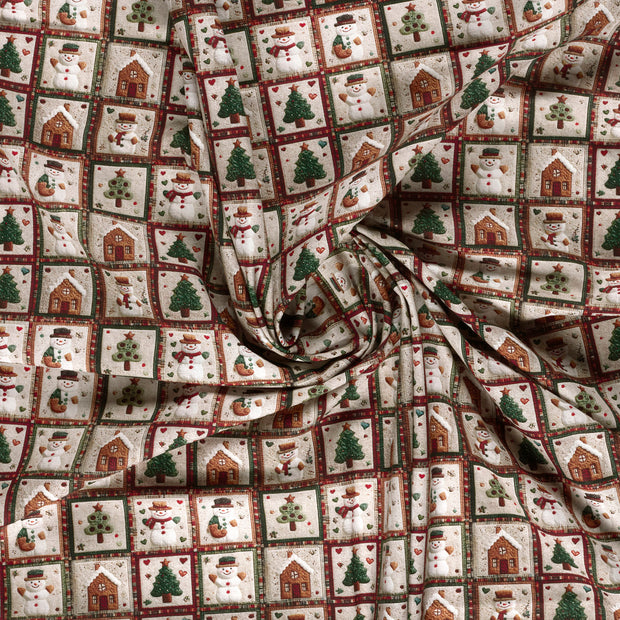 Cotton Poplin fabric Off White digital printed 