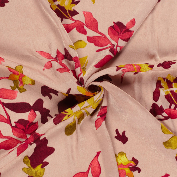 Satin Velvet fabrik Altrosa bedruckt 
