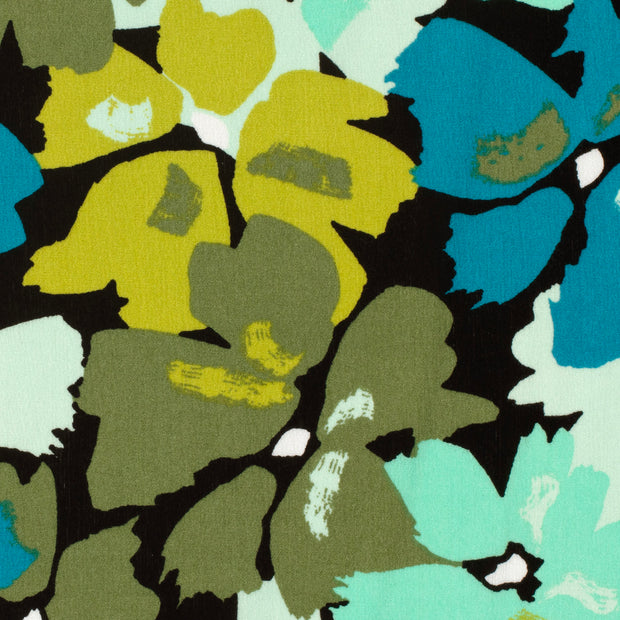 Borken Crepe fabric Abstract Khaki Green