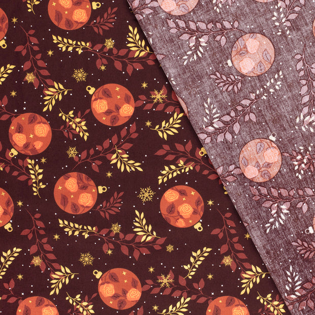 Cotton Poplin fabric Christmas stars printed and foil 