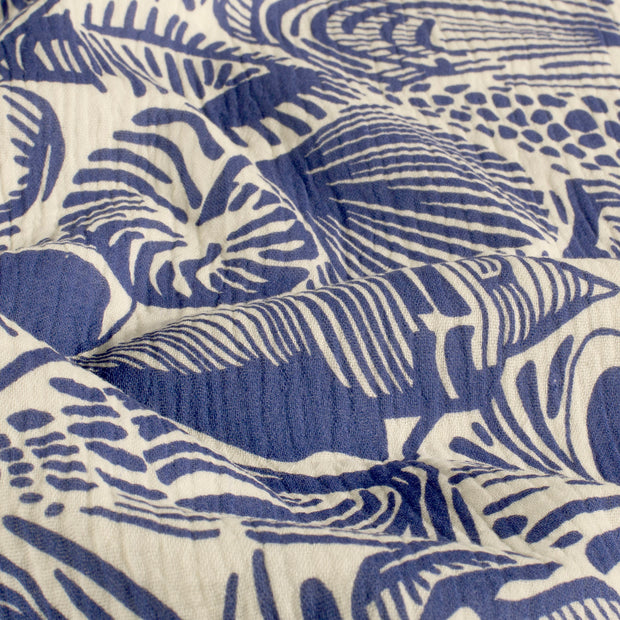 Muslin fabric Abstract Cobalt