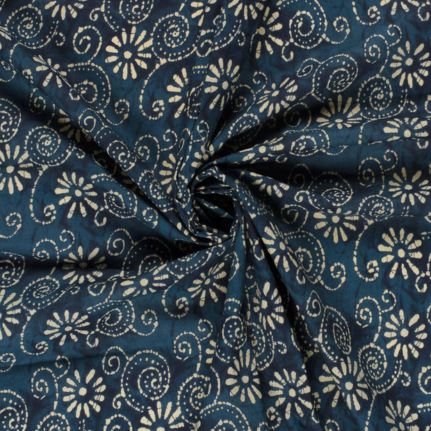 Voile fabric Indigo printed 