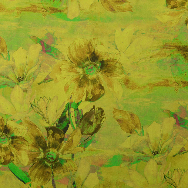 Viscose Satin fabrik Blumen Grün