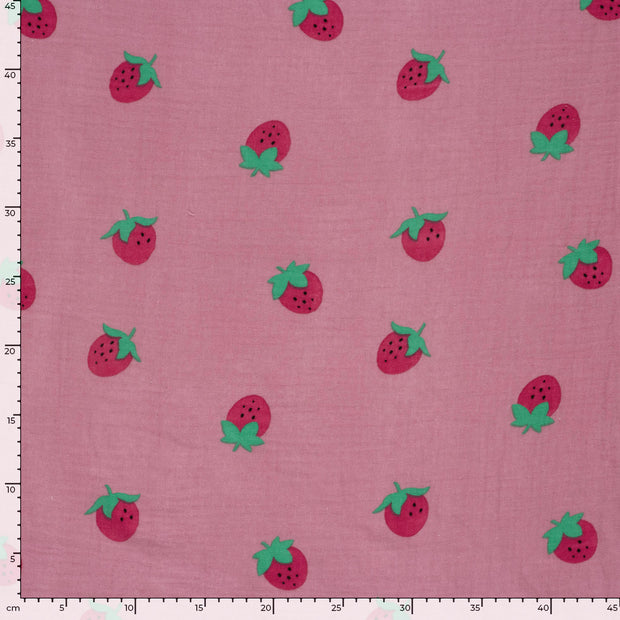 Musselin fabrik Erdbeeren Rosa