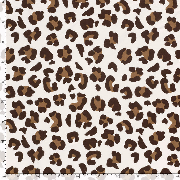 French Terry fabric Leopards Off White