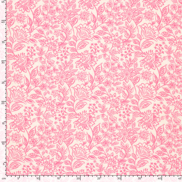Mousseline stof Bloemen Roze