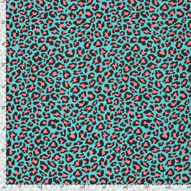 Cotton Poplin fabric Panther Aqua