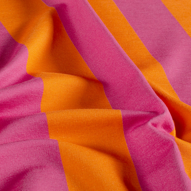 French Terry fabric Stripes Orange