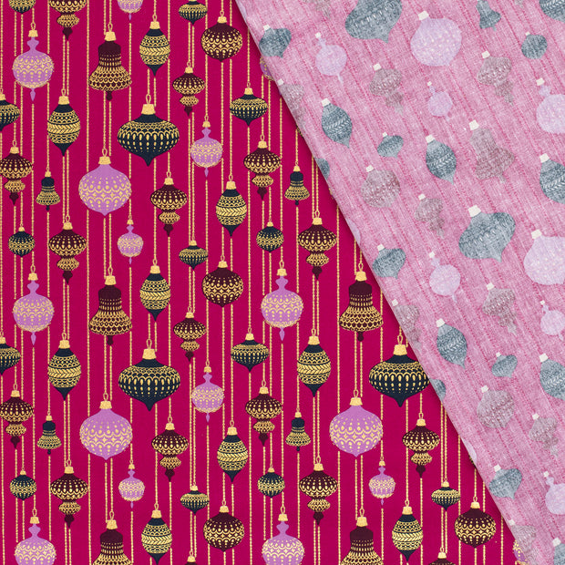 Cotton Poplin fabric Christmas balls printed and foil 