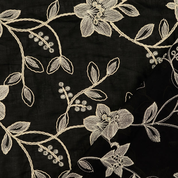 Lace fabric Black embroidered 