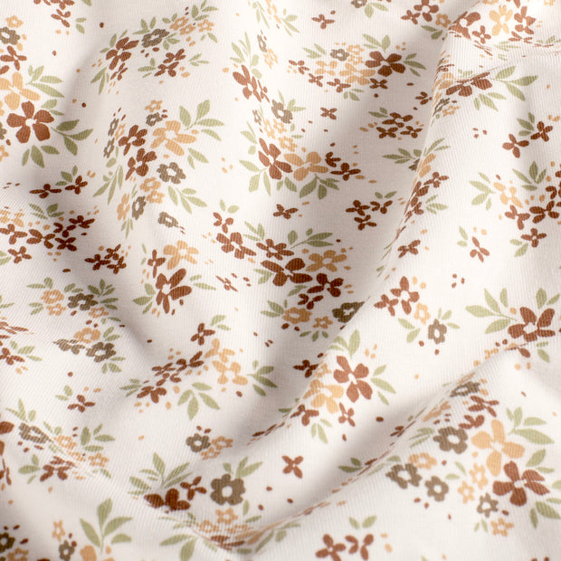 Jersey fabric Flowers Off White