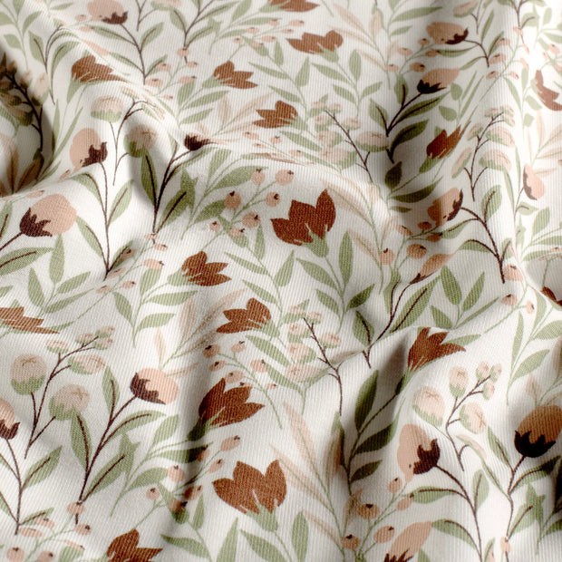 Jersey fabric Flowers Off White