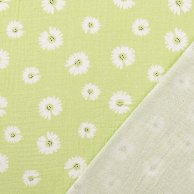 Muslin fabric Apple Green digital printed 