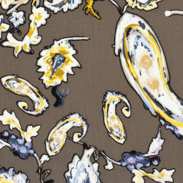 Borken Crepe fabric Paisley Taupe Grey