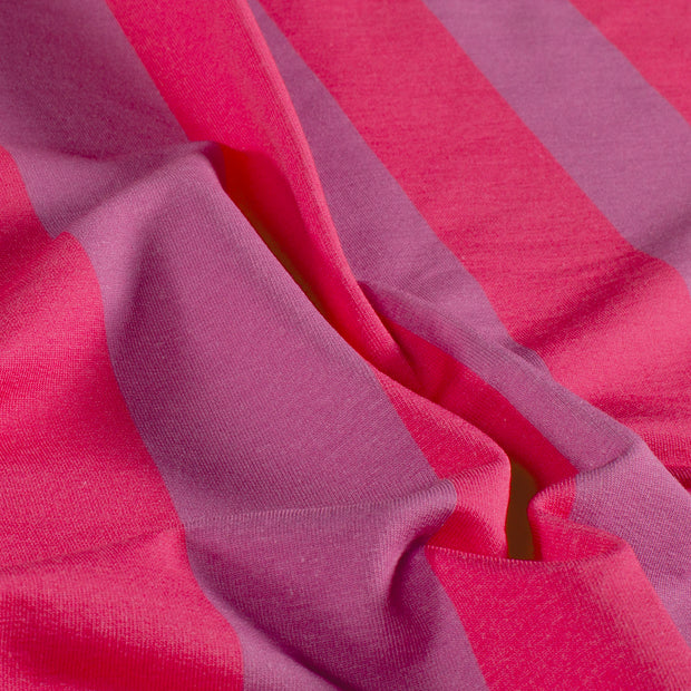 French Terry fabric Stripes Fuchsia