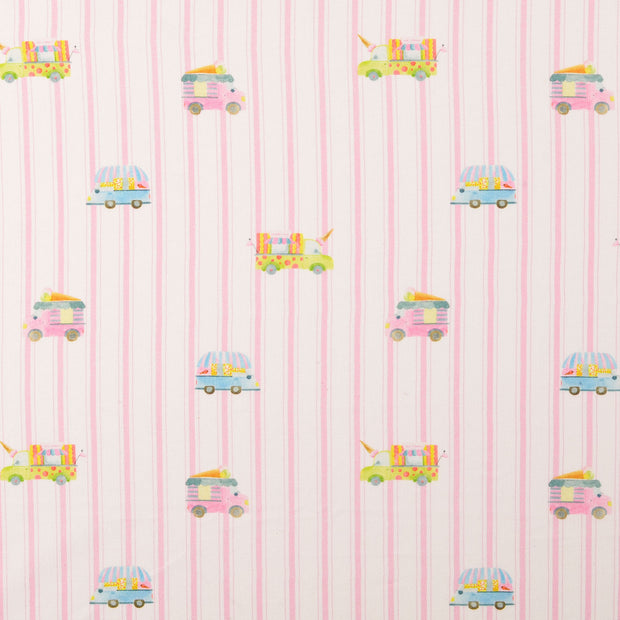 Cretonne fabric Vehicles Light Pink