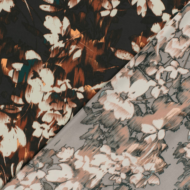 Satin Duchesse fabric Flowers printed 