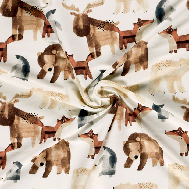 French Terry GOTS organic fabric Off White digital printed 