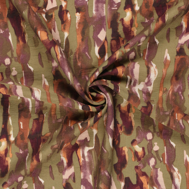Viscose Nylon Ottoman fabric Olive Green printed 
