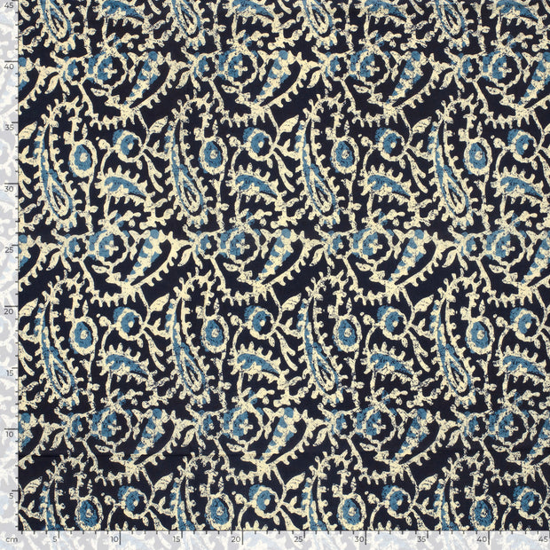 Voile fabrik Paisley Indigoblau