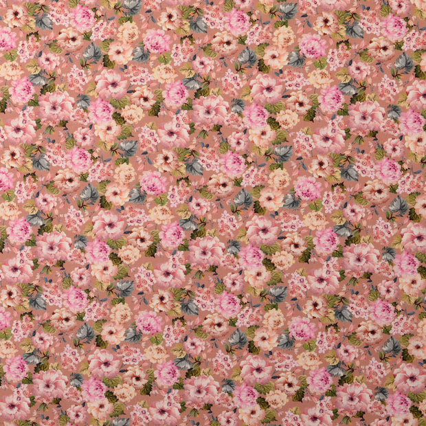 Cotton Poplin fabric Flowers Old Pink