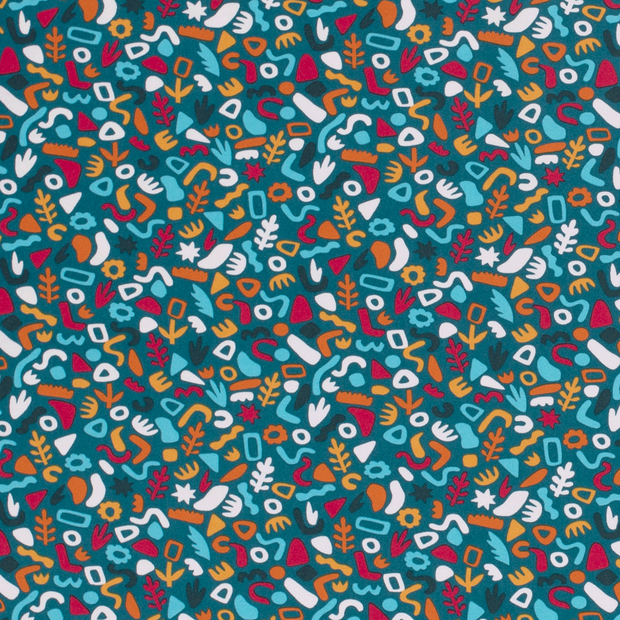 Jersey fabric Abstract Petrol