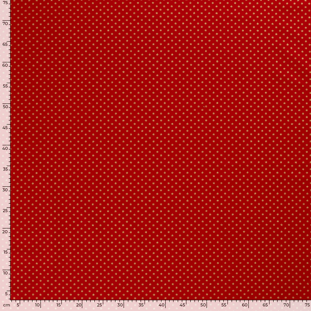 Cotton Poplin fabric Christmas stars Red