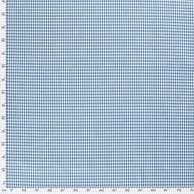 Cotton Poplin fabric Checks Indigo
