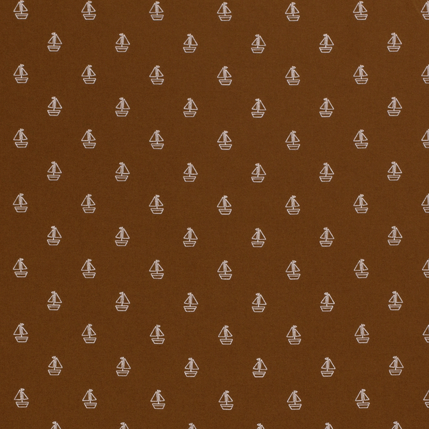 Cotton Poplin fabric Sailboats Brown