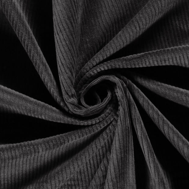 Jumbo Cord Stretch 6w fabric Unicolour Dark Grey