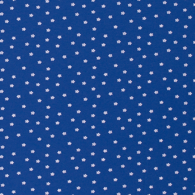 Cotton Jersey fabric Flowers Cobalt