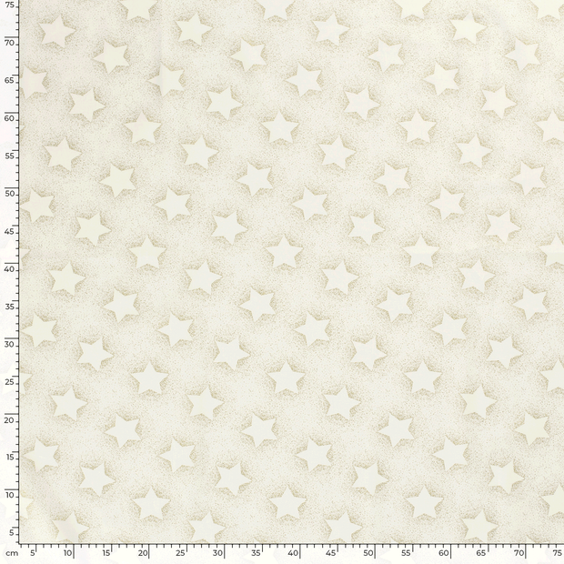 Cotton Poplin fabric Christmas stars Off White