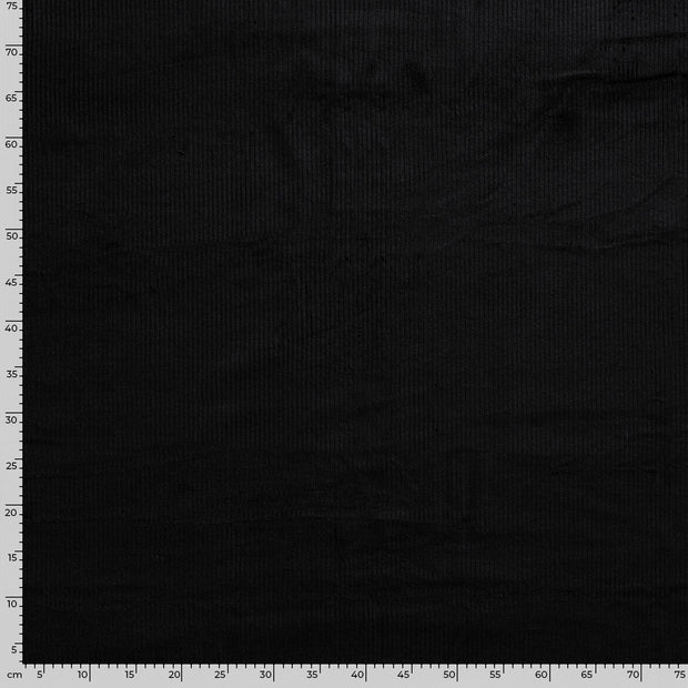 Jumbo Cord Stretch 6w fabric Unicolour Black