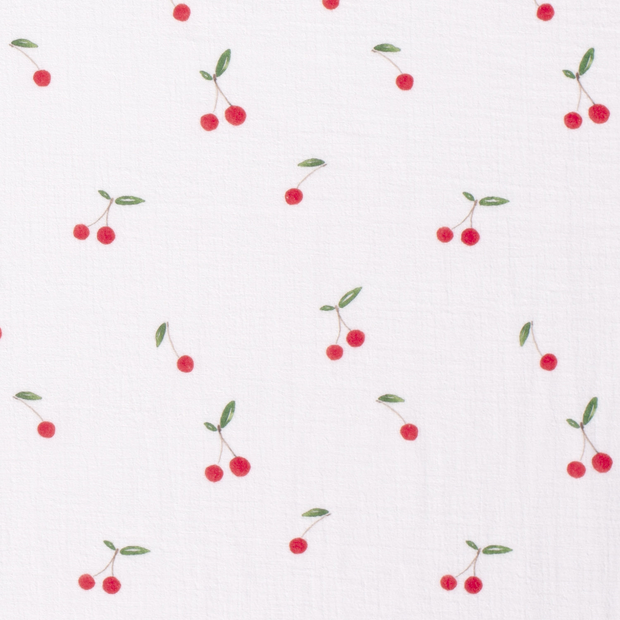 Muslin fabric Fruits White