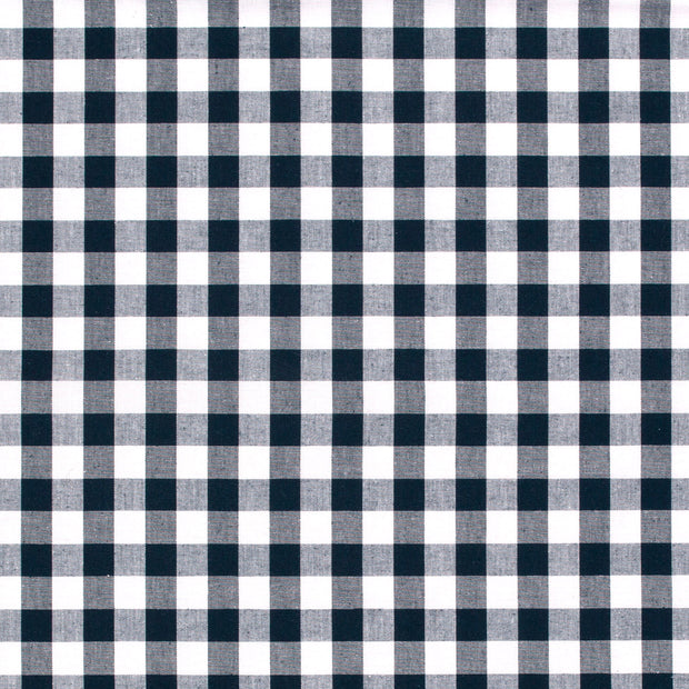 Cotton Poplin fabric Checks Navy