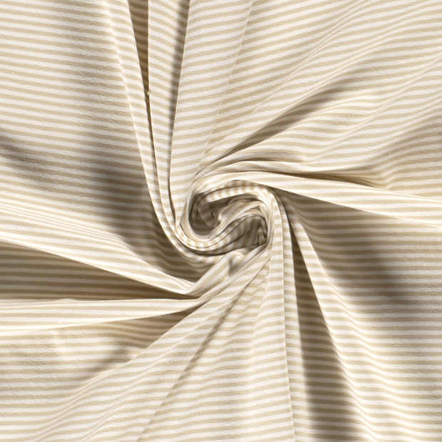 Cotton Jersey Yarn Dyed fabric Stripes Beige