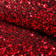 Velvet Sequins Unicolour Red