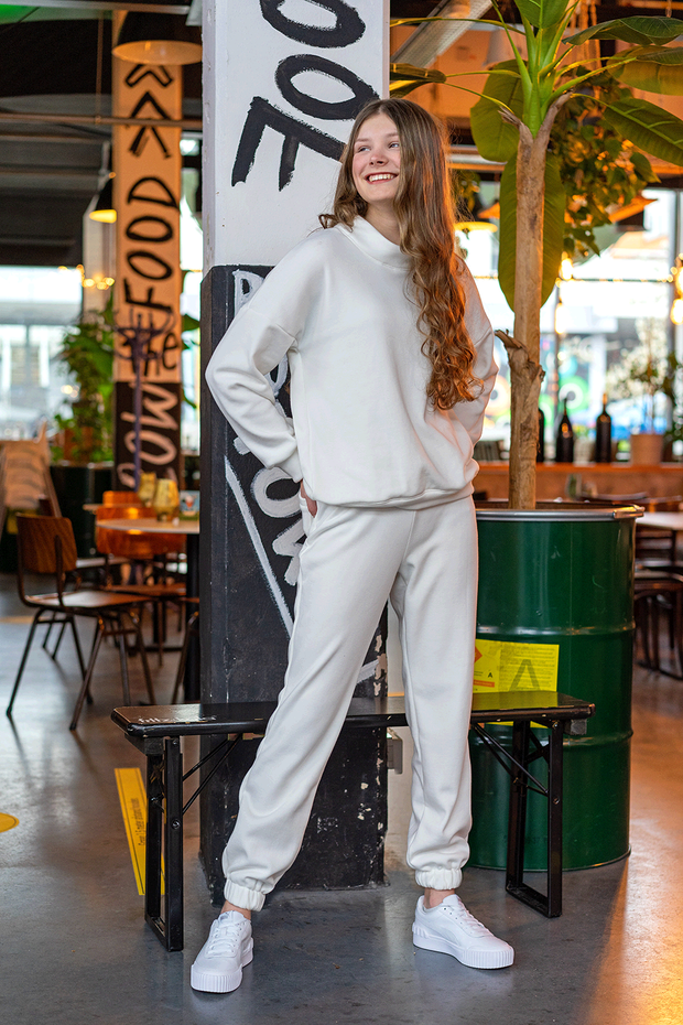 Alphen Fleece fabrik Uni Wollweiß