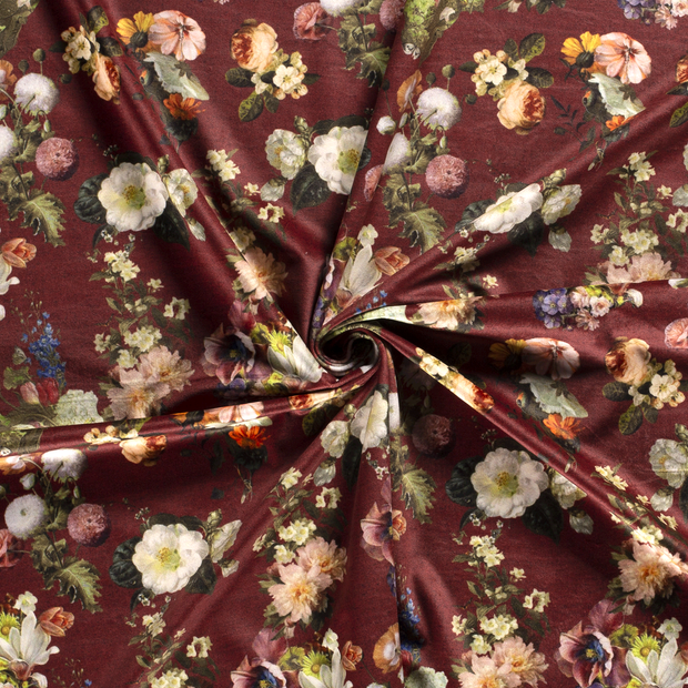 Velvet fabric Green digital printed 