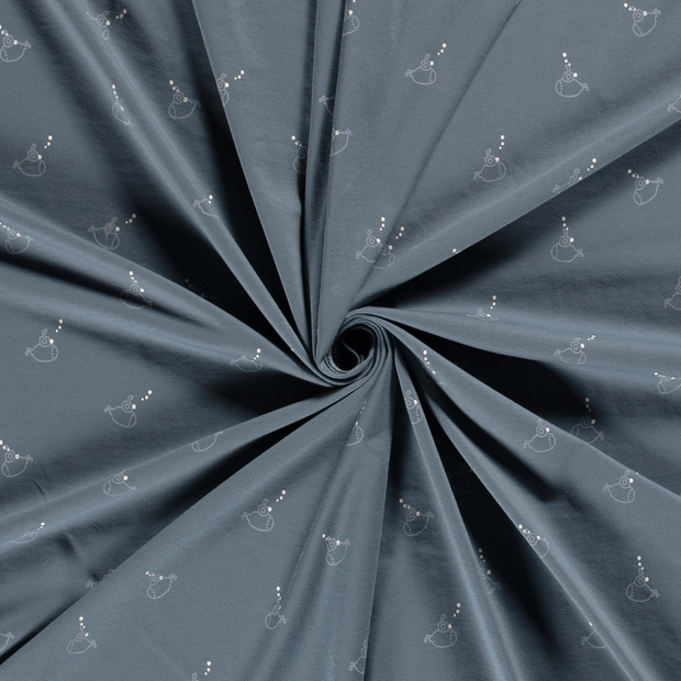 Jersey fabric Indigo dyed and printed 