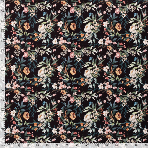 Sportswear Jersey fabric Flowers Black