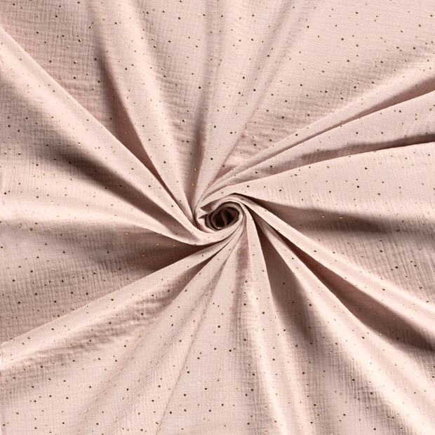 Double gaze tissu Rose clair dew drops 