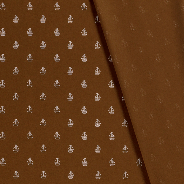 Cotton Poplin fabric Sailboats printed 