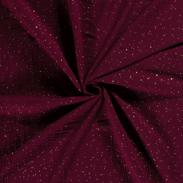 Muslin fabric Bordeaux dew drops 