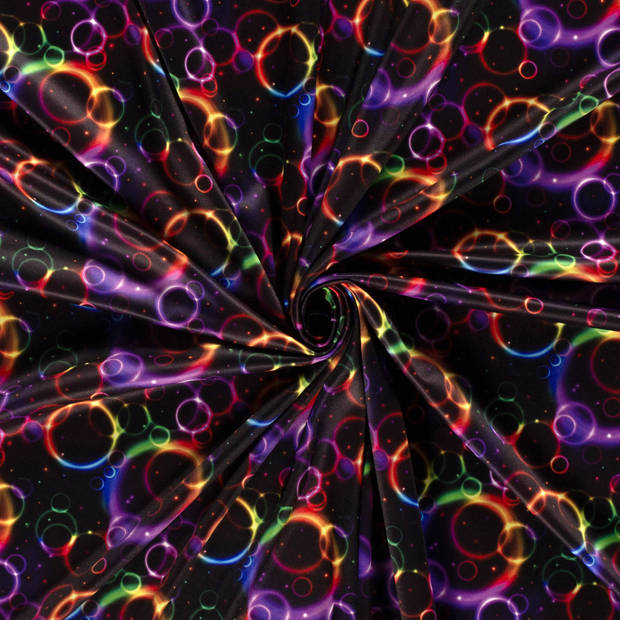 Polyester Jersey fabric Black digital printed 